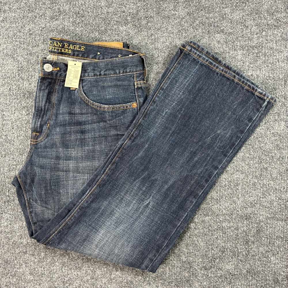 American Eagle Y2K Jeans Mens 32x30 Blue Denim Original Bootcut Cowboy Dark Wash